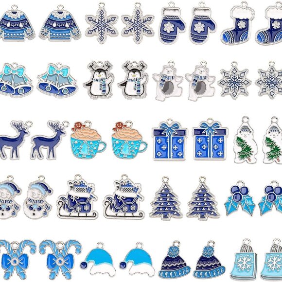 Winter Charms, 40Pcs/20 Pairs Christmas Winter Charms for Jewelry Making, Snowfl - Picture 1 of 7